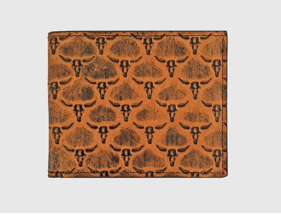 Men’s Roper Distressed Steerhead Pattern Bilfold Wallet