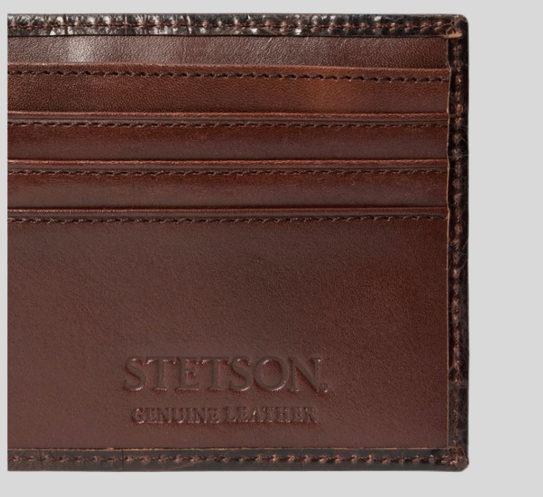 STETSON CAIMAN BROWN BIFOLD TOOLED