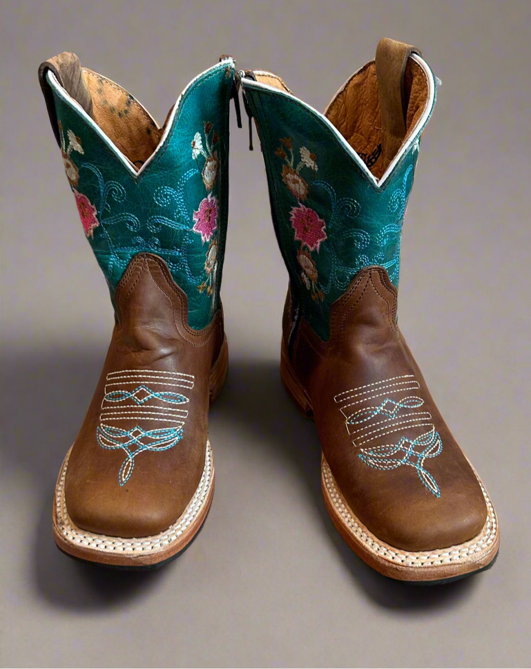 REDHAWK BOOT CO. Little Kids Turquoise-Square Toe Boots