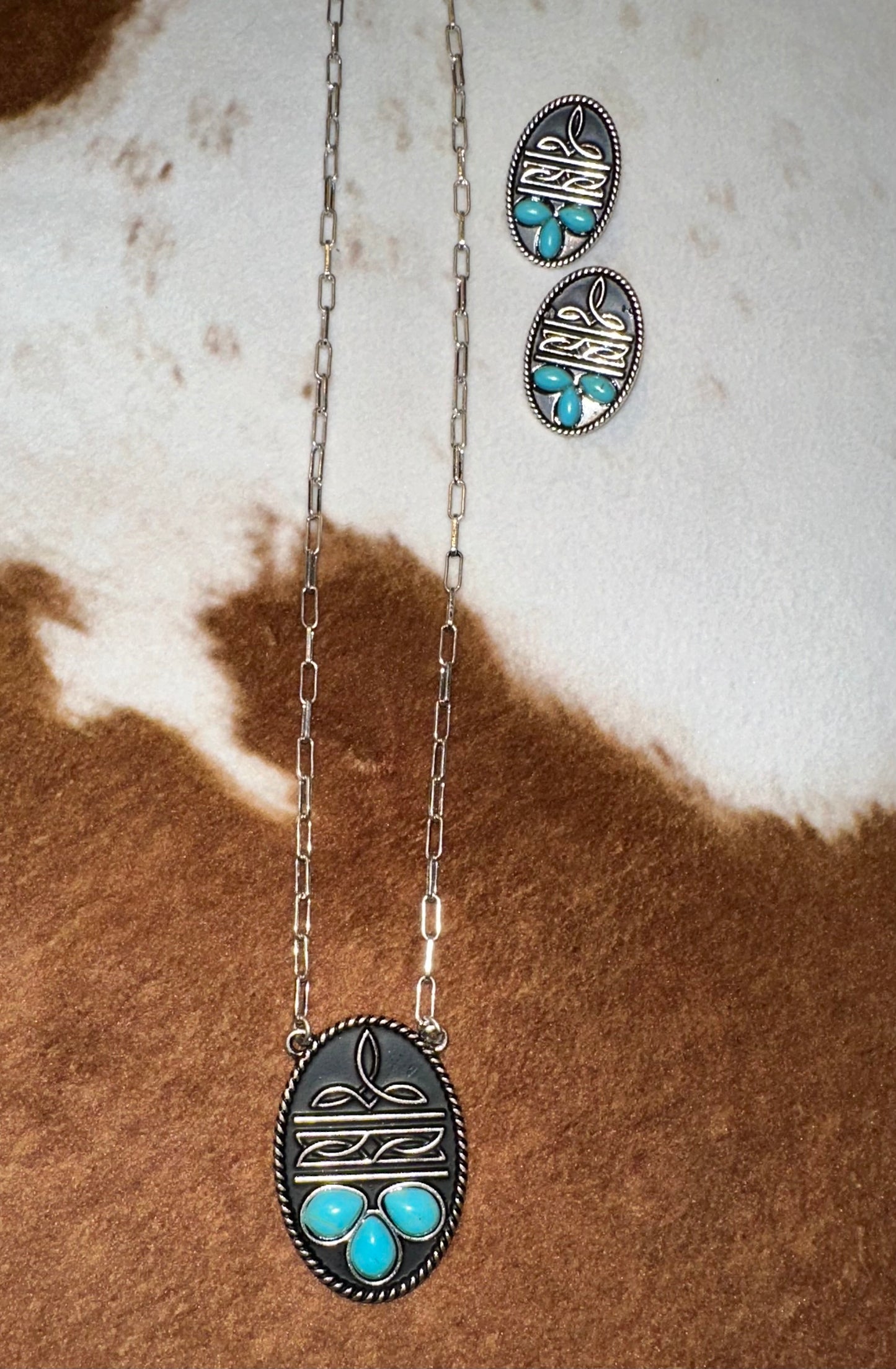 Boot Stitch Necklace and
Earring Set
