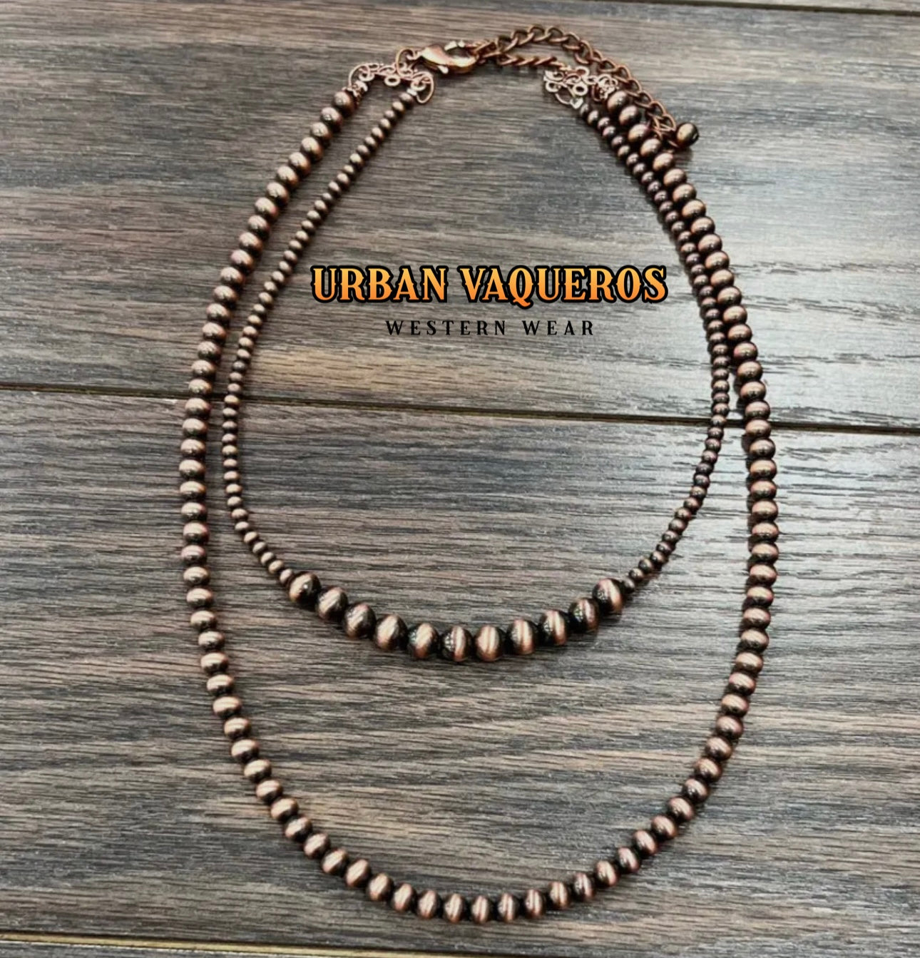 20" 2-strand Navajo Bead Necklace-Copper
