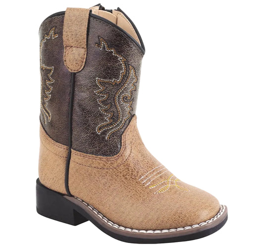 OLD WEST LITTLE BOYS' CRACKLE WESTERN BOOTS - BROAD SQUARE TOE