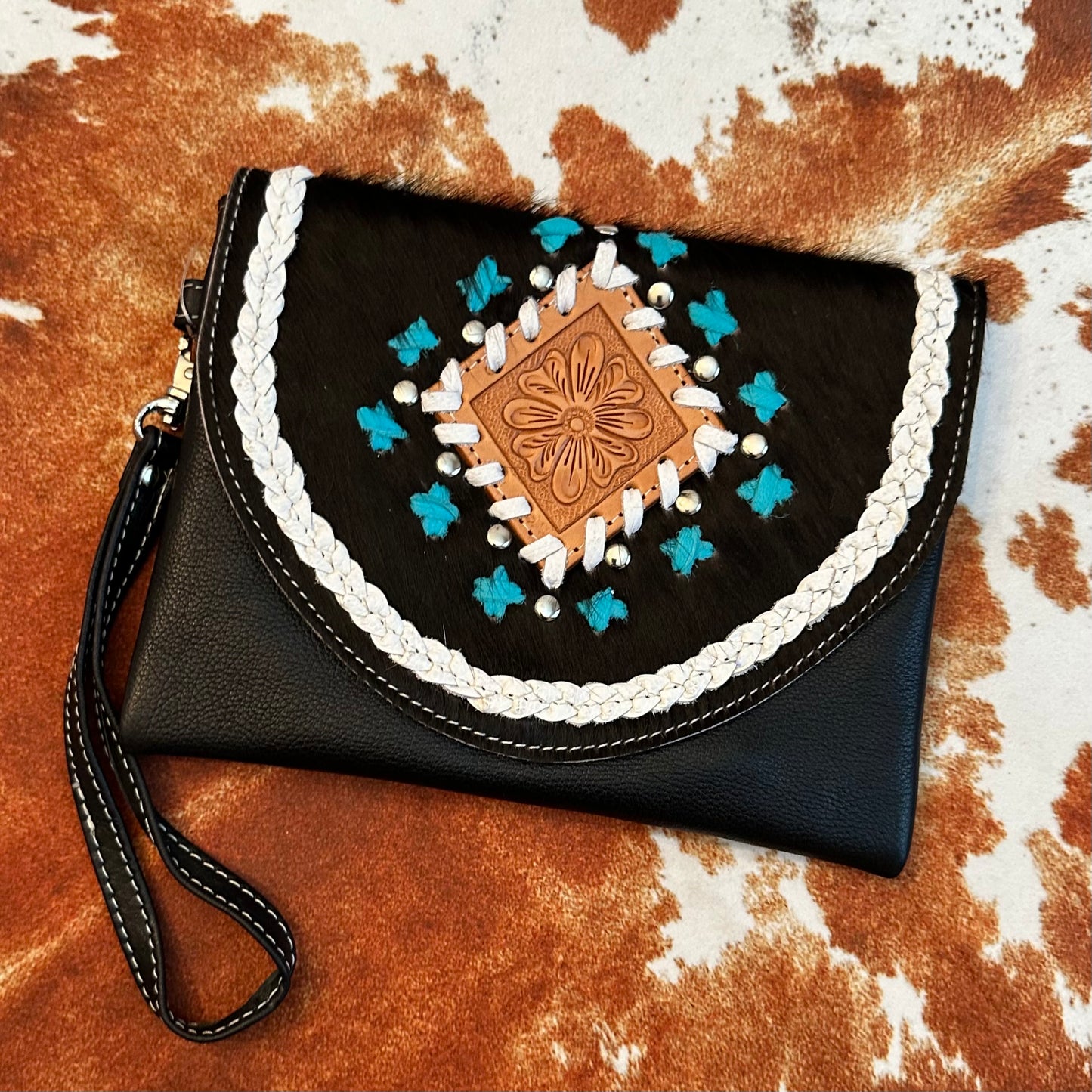 Cowhide Leather Wristlet