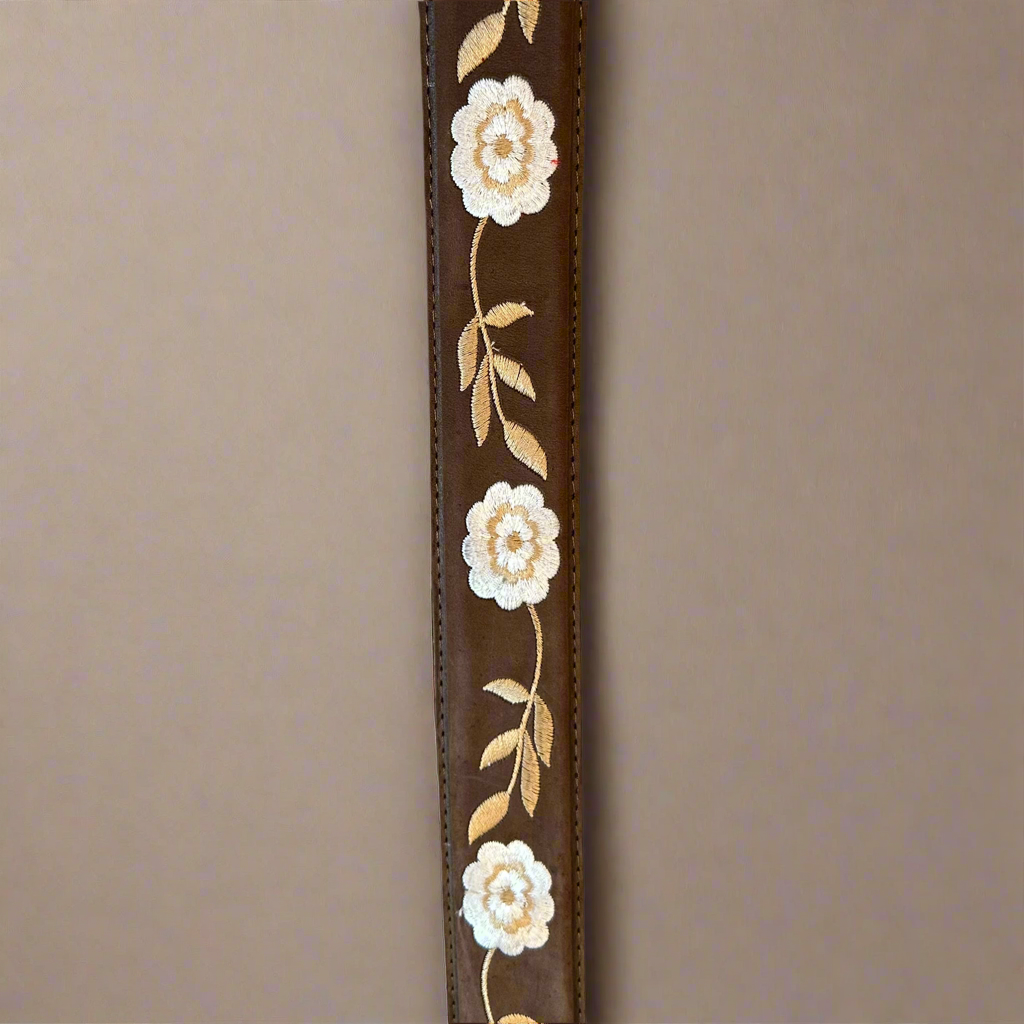 Western Beige Floral Belt-Brown