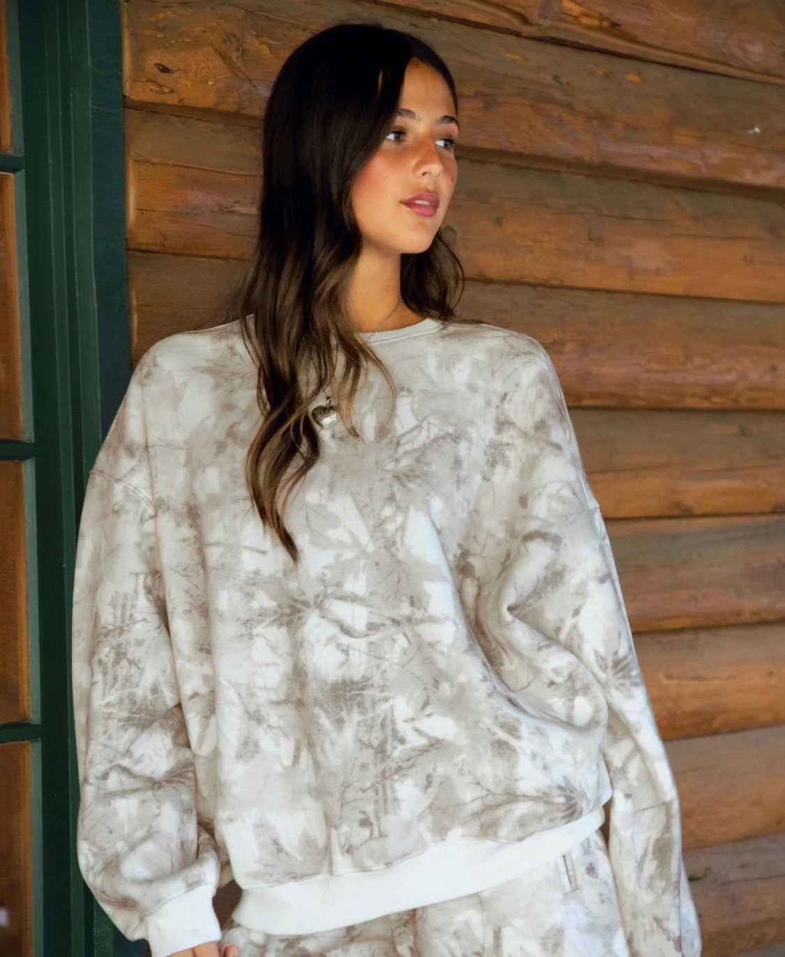 Avery Light Woodland Camo Lounge Fleece Crew Neck Sweatshirt