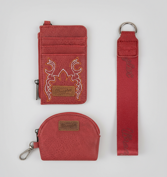 Wrangler Boot Scroll Pouch Wristlet-Red