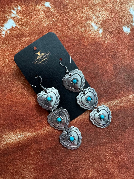 Turquoise Heart Drop Earrings