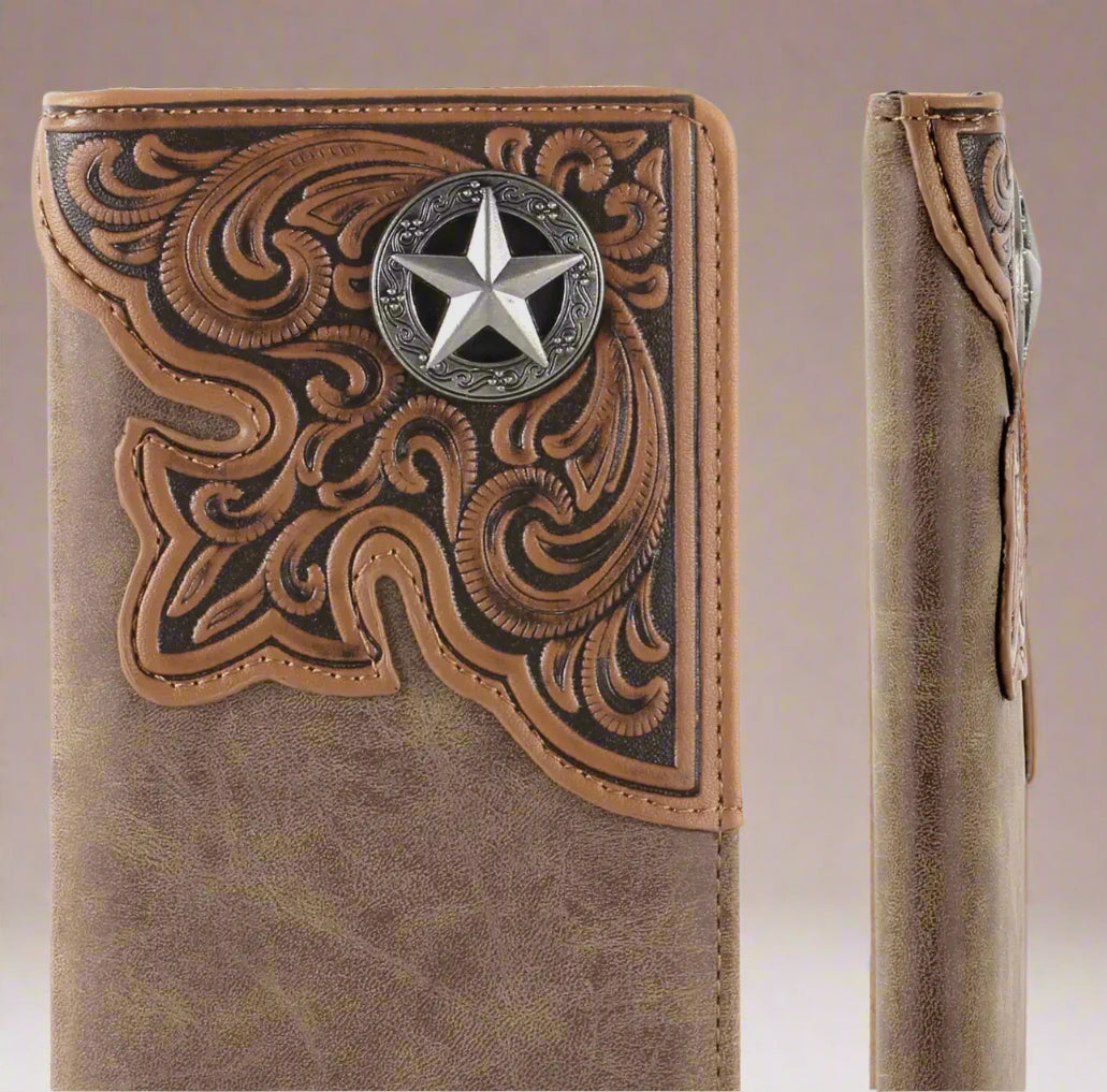 Embossed Star Concho Bifold Wallet