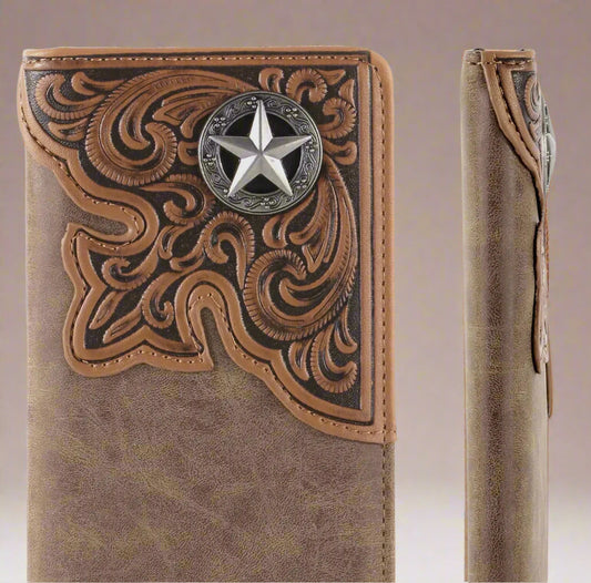 Men’s Embossed Star Concho Bifold Wallet