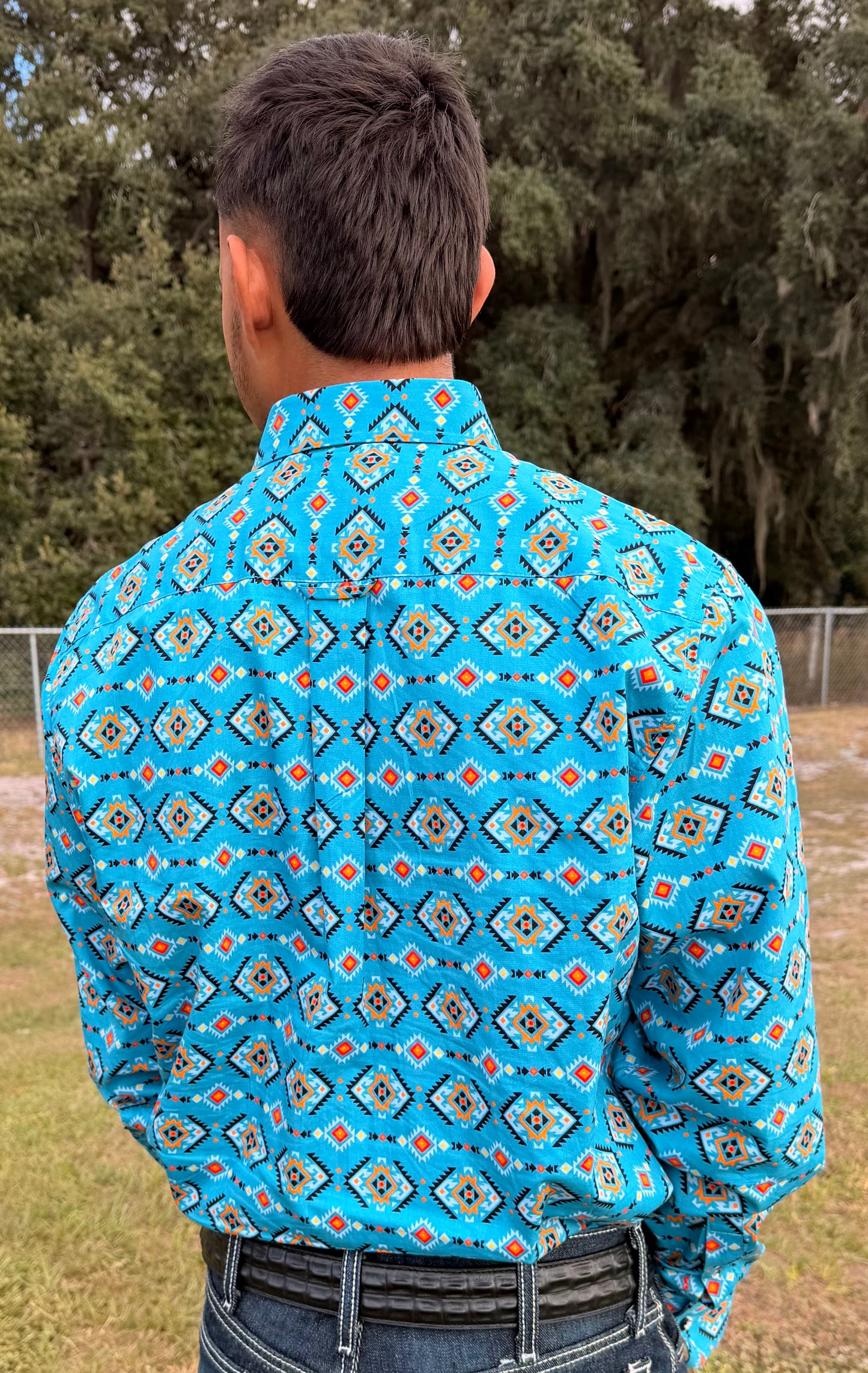Men’s Western Button Down Shirt in Turquoise