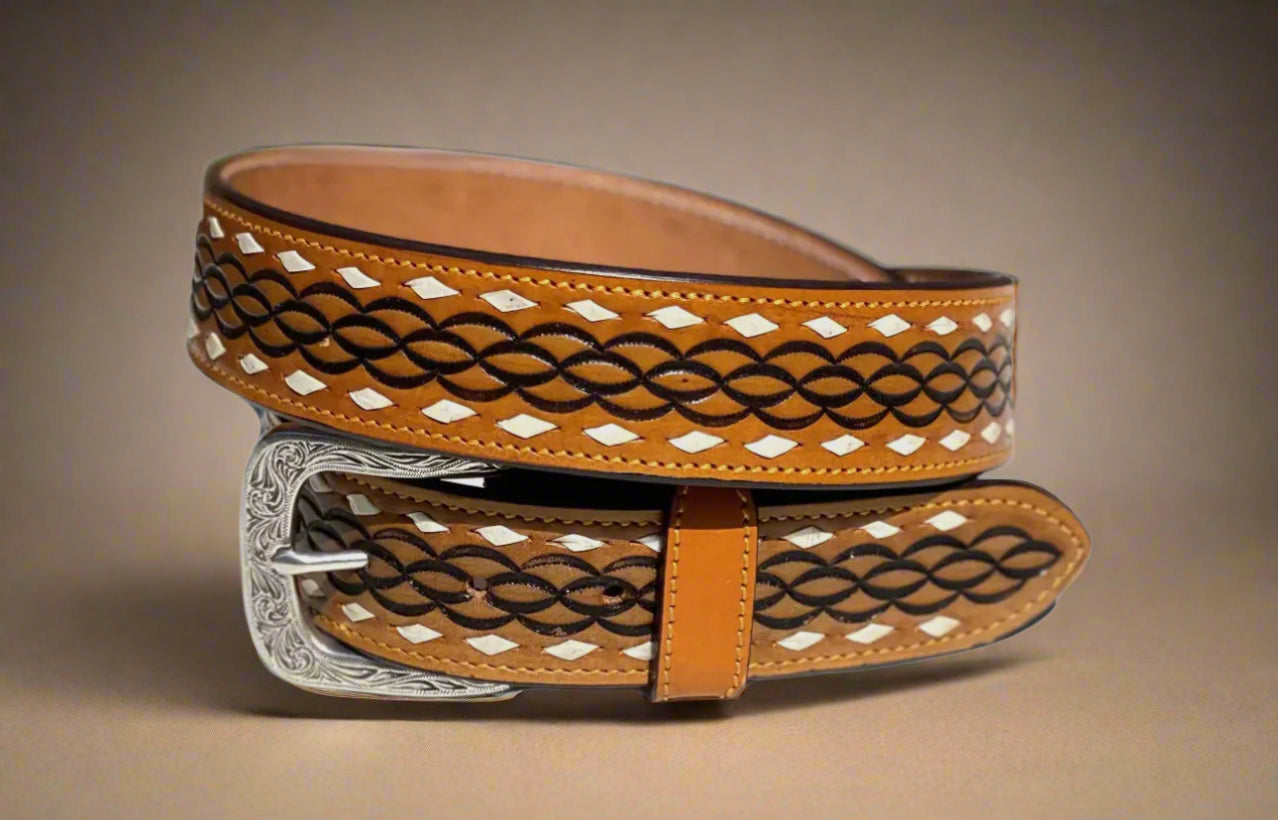 Shiloh Tooled Belt-Camel