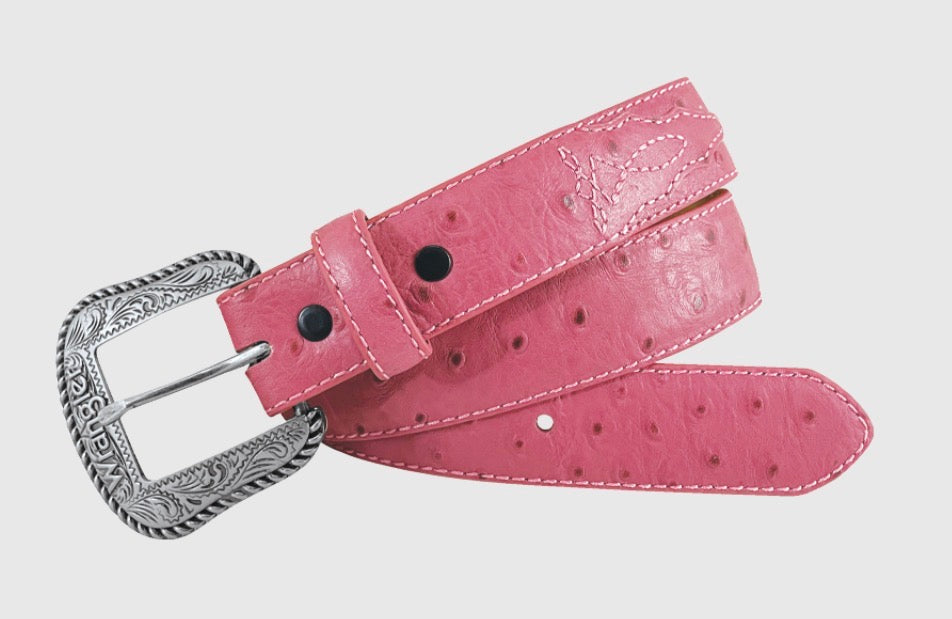 Girls Wrangler Ostrich Leather Belt