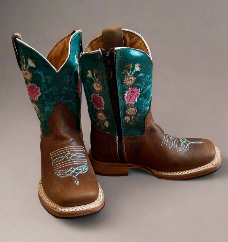 REDHAWK BOOT CO. Little Kids Turquoise-Square Toe Boots