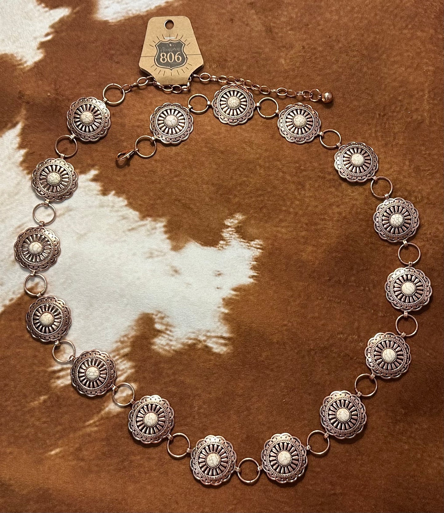 Women’s Western Round Stone Concho Belt by Pink Panache