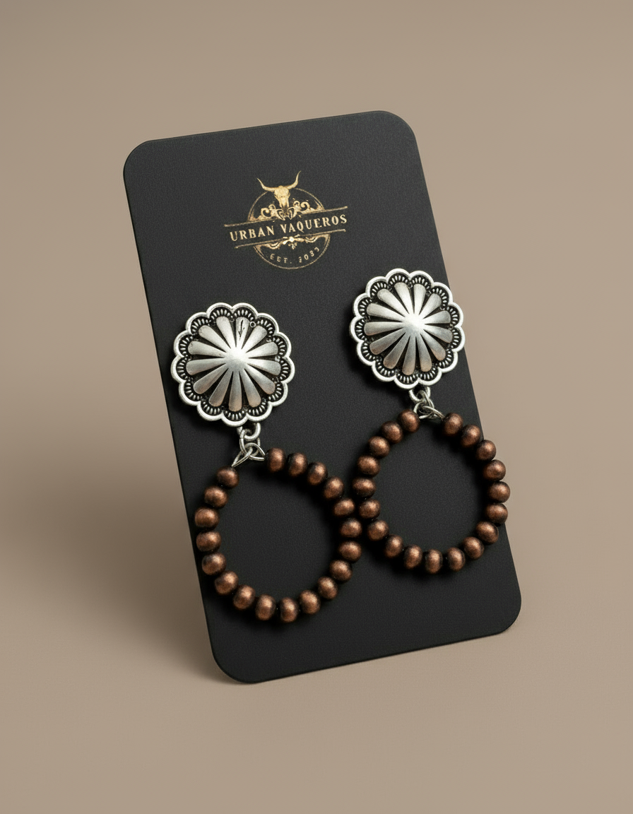Navajo Bead Hoop
Post Earrings-Copper