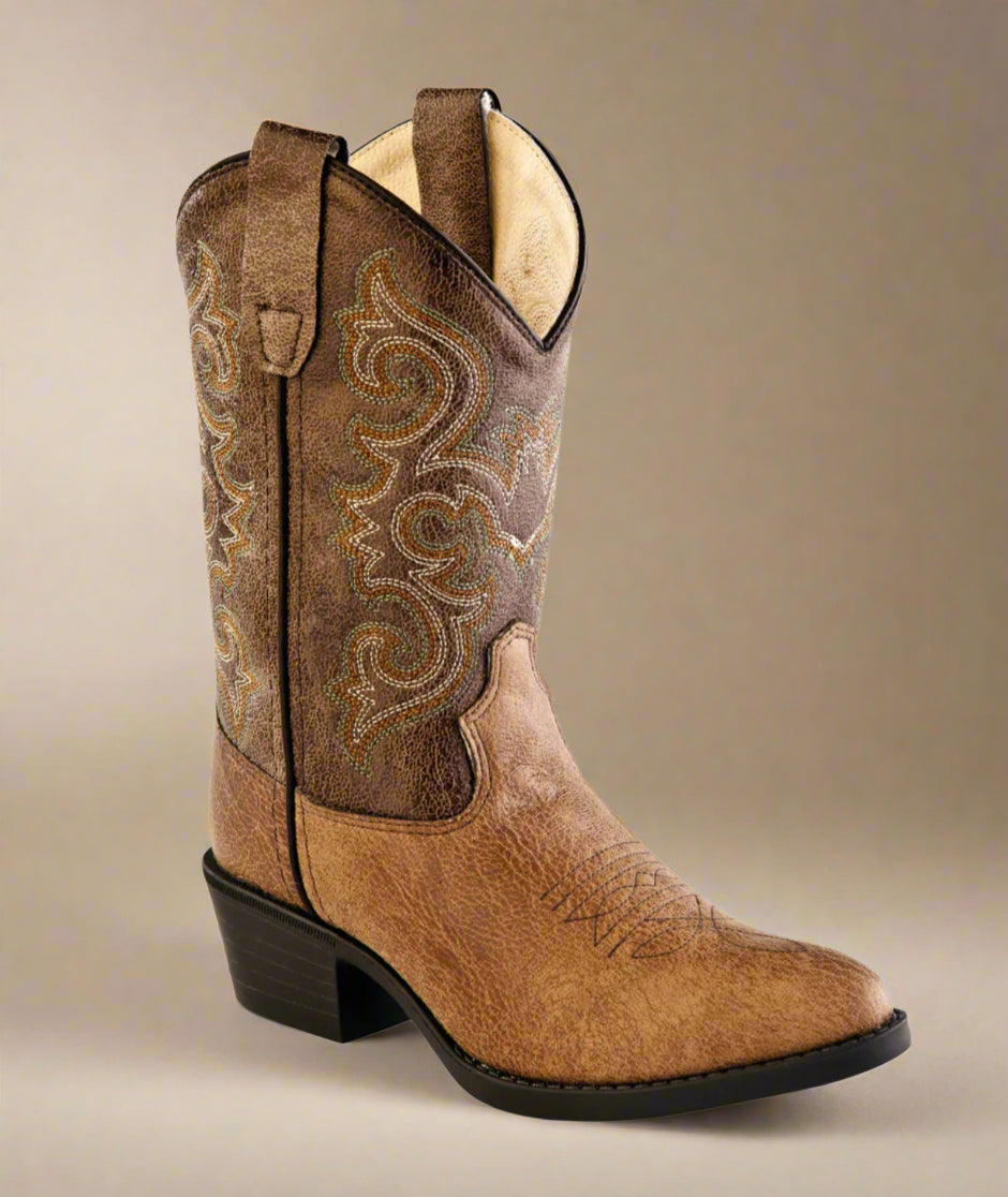 Old West Tan Toddler Boots-J Toe
