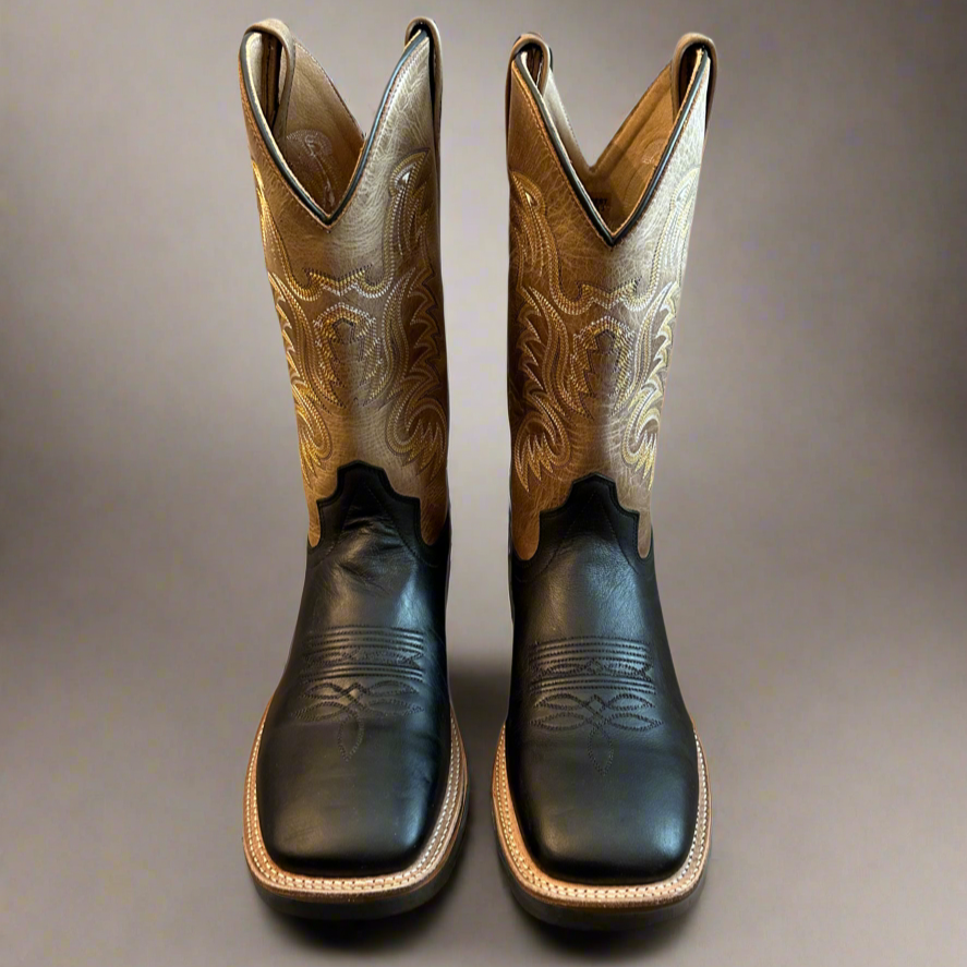 Jama Old West Brown/Black Canyon Cowboy Boots-Square Toe Boots