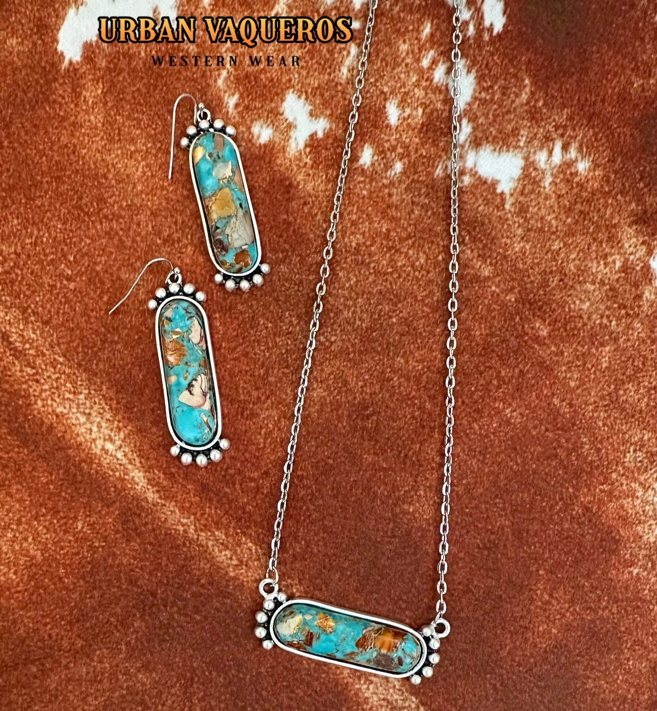 16-inch Gemstone Necklace Earrings Set