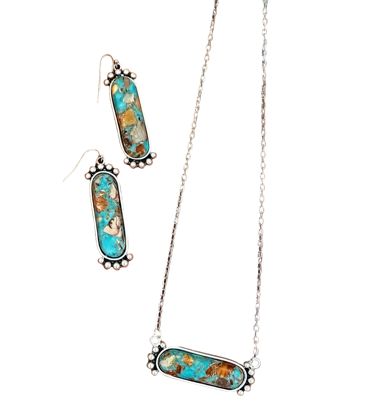 16-inch Gemstone Necklace Earrings Set