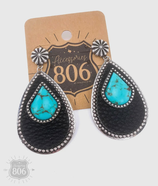 Teardrop with Stone Inlay Earring