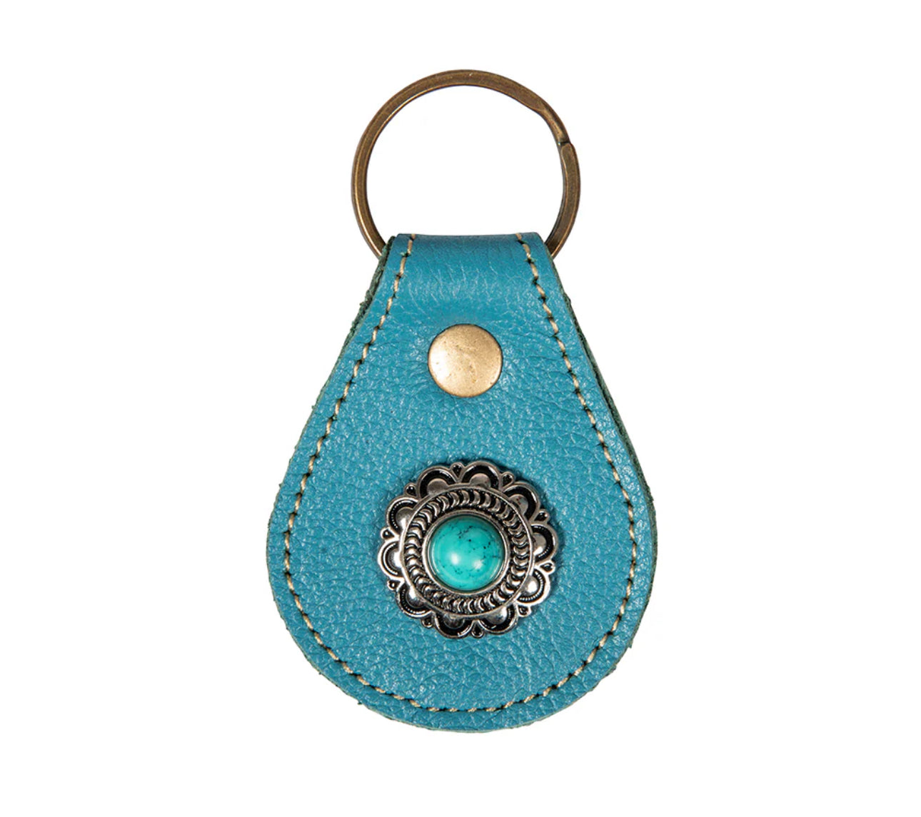 Concho Leather Keychain Fob