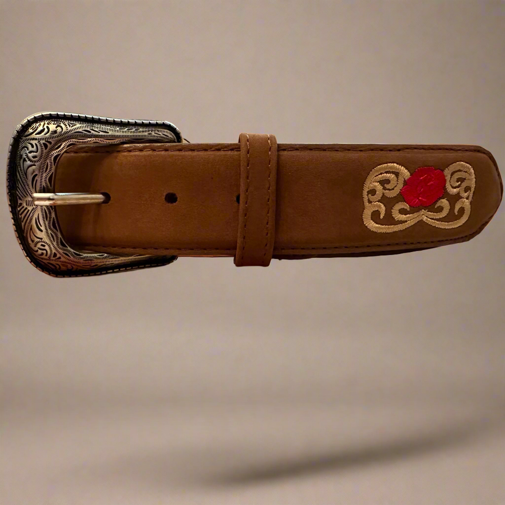 Western Red Rose Belt-Brown