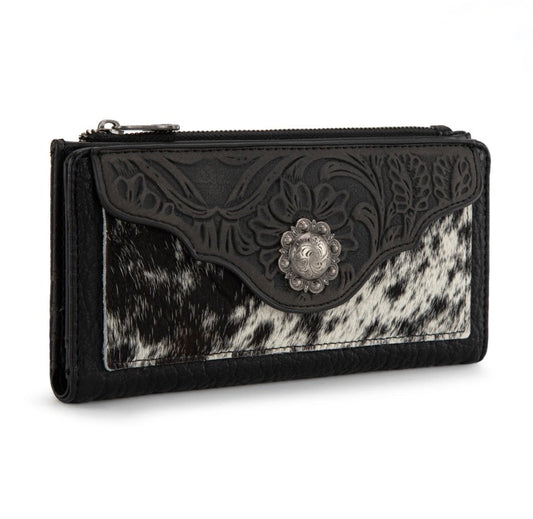Hair-On Cowhide Tooled Wallet