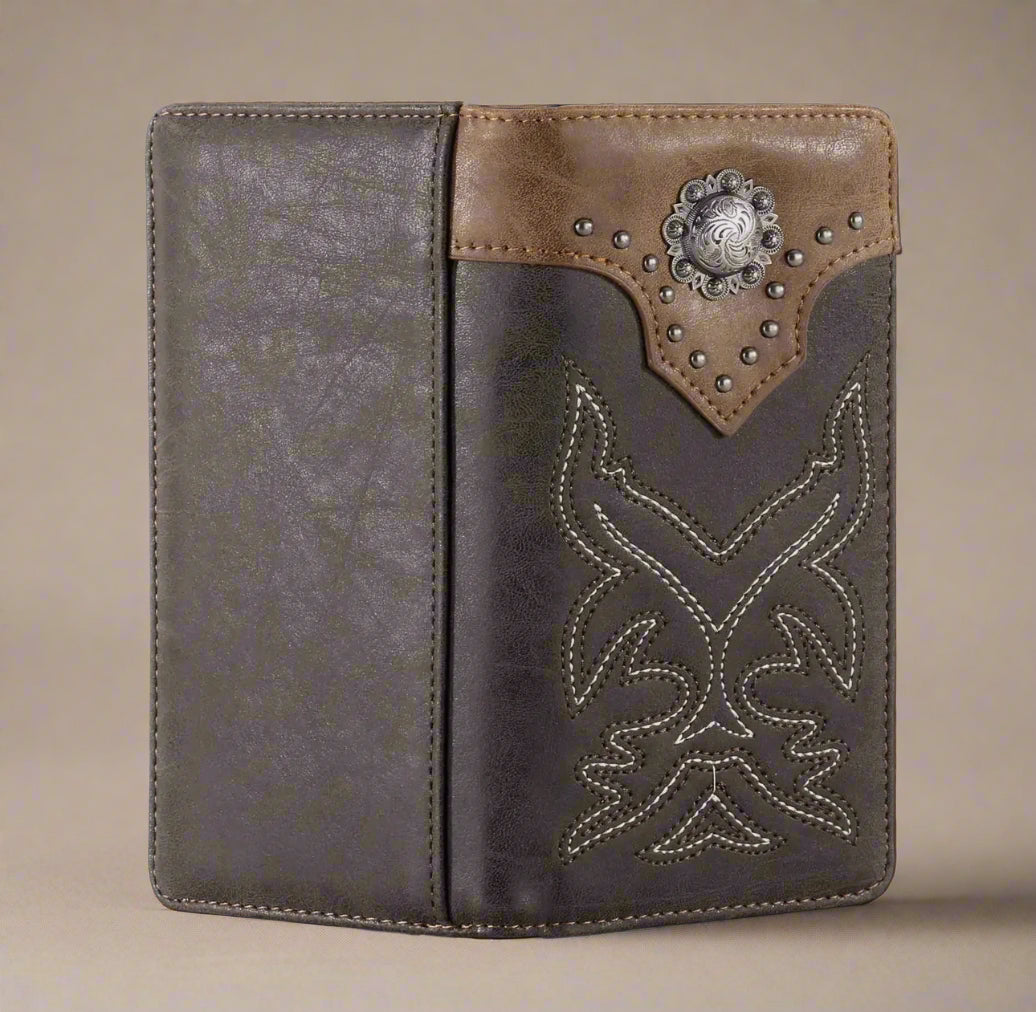 Embroidered Boot Scroll Men's Bifold Long Wallet