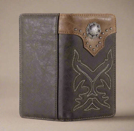 Men’s Embroidered Boot Scroll Men's Bifold Long Wallet