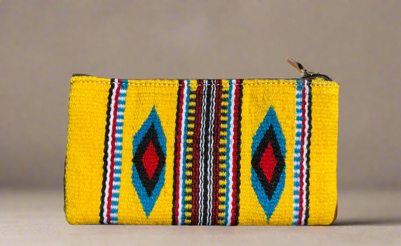 Western Azteca Fabric Leather Wristlet