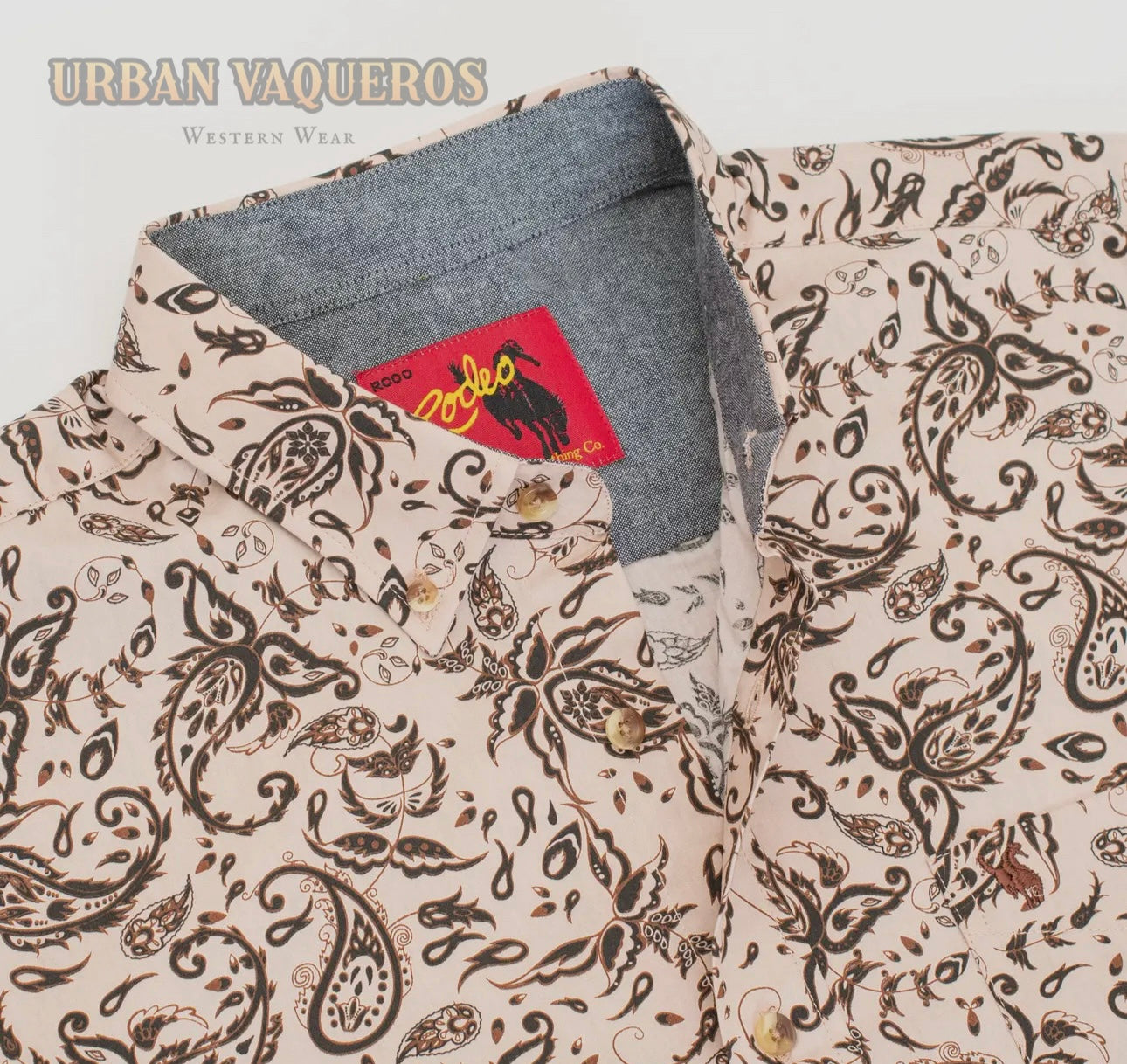 Men’s Paisley Button Down Shirt-Brown