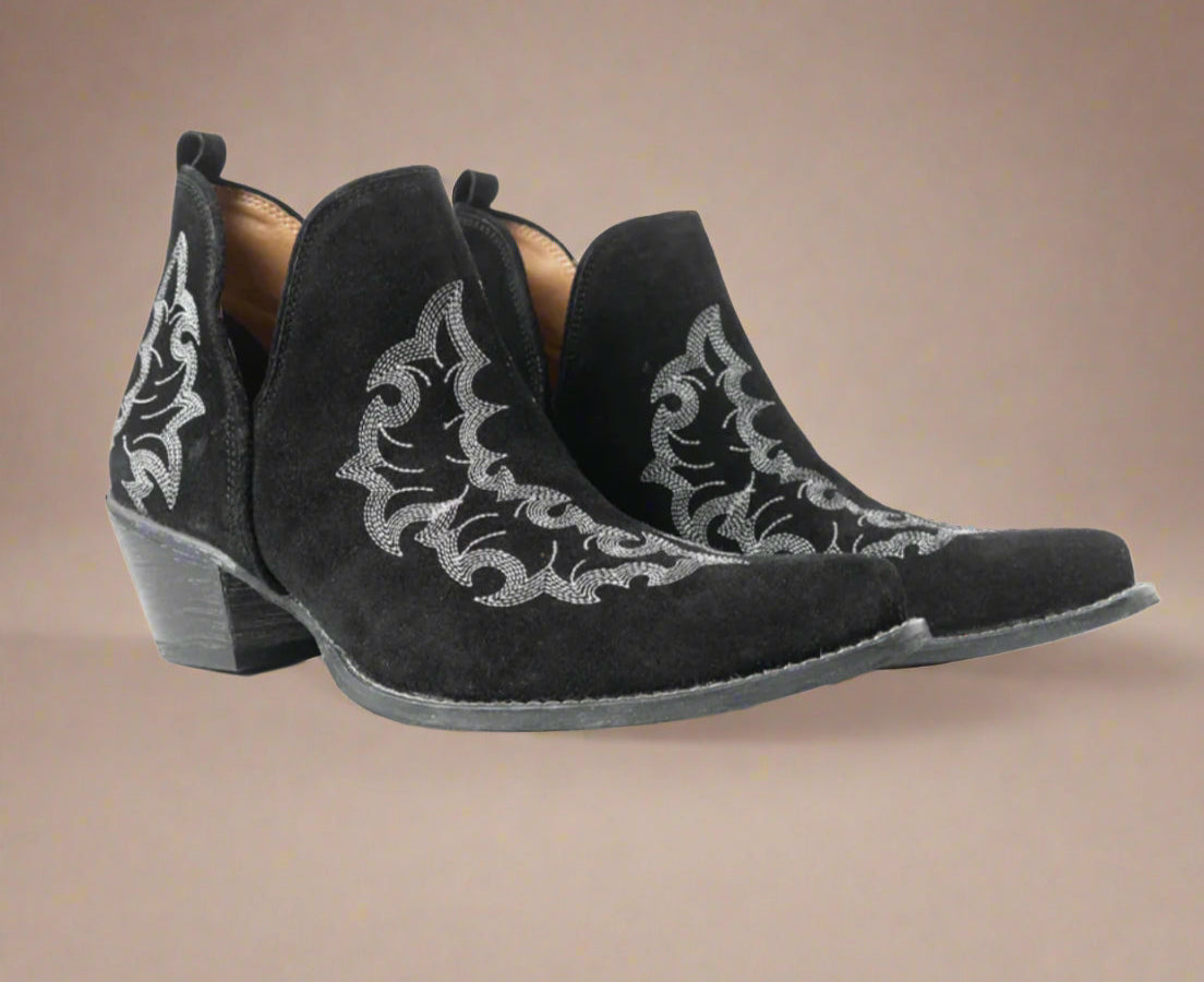 Trail Runner Suede Booties- Black