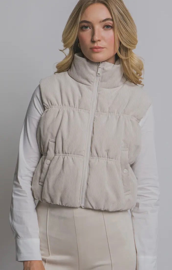 Reversible Aztec Corduroy Western Puffer Vest