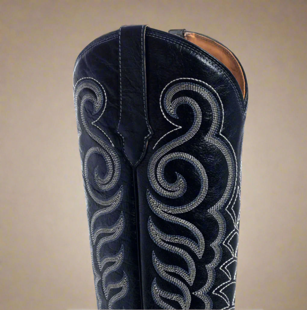 Nalejandra Western Boots-Ebony