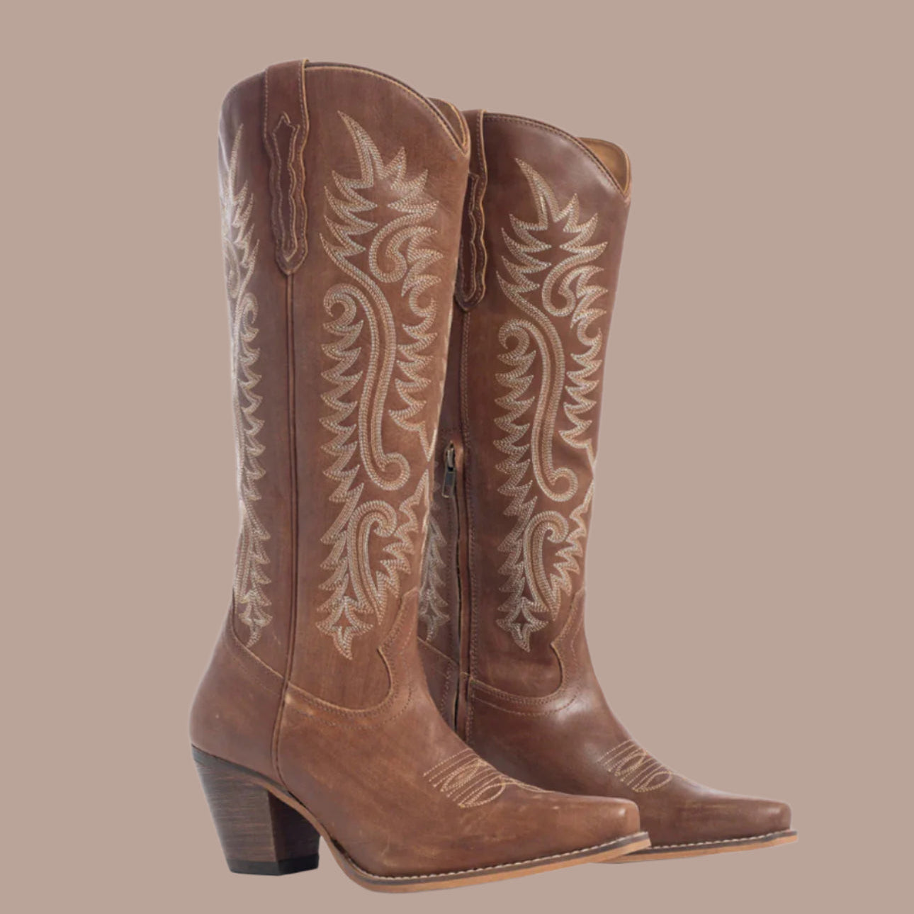 Syllvia Prairie Women’s Leather Boots-Bourbon Brown