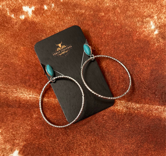 Western Turquoise Hoop Earrings