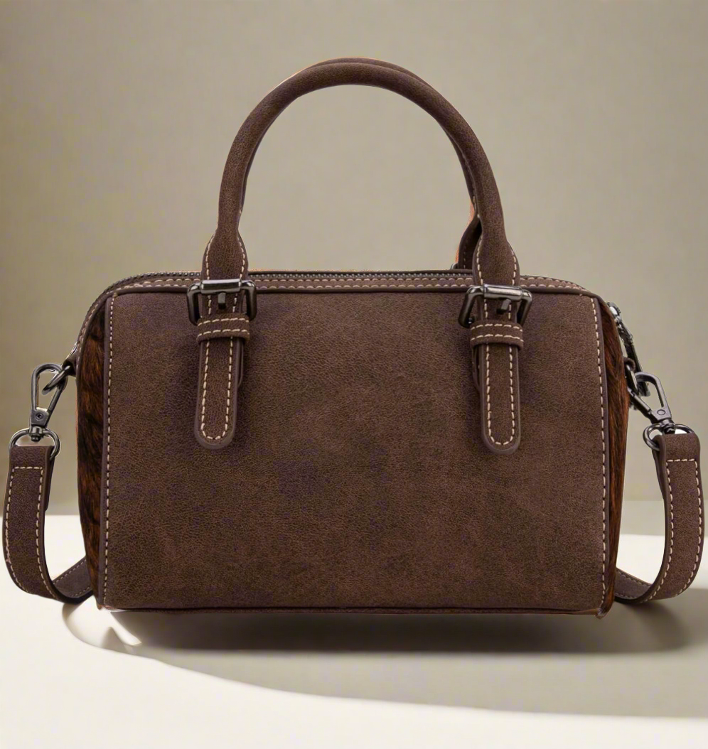 Wrangler Genuine Hair-On Cowhide Barrel Bag