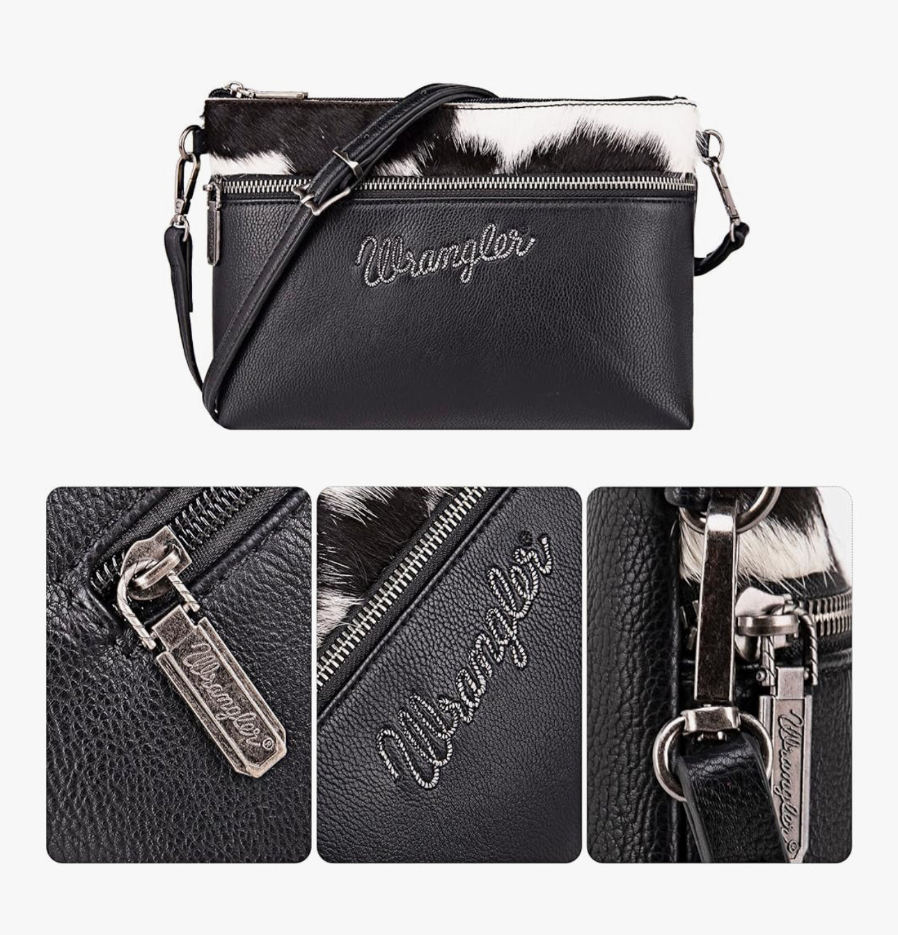 Wrangler Hair-On Collection Crossbody-Black