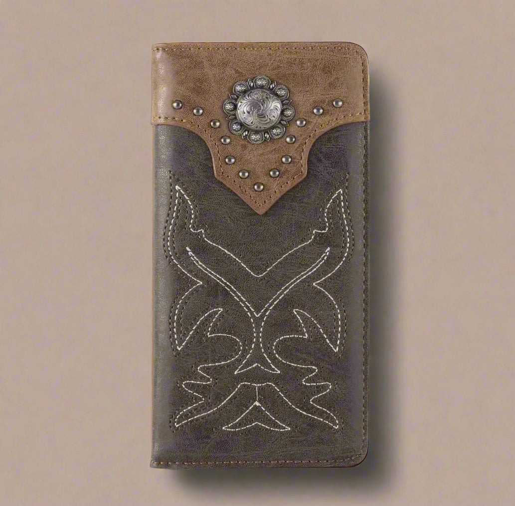 Embroidered Boot Scroll Men's Bifold Long Wallet