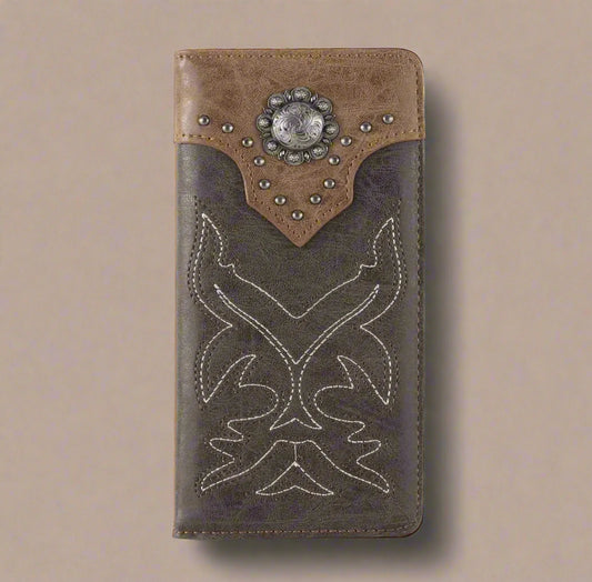 Men’s Embroidered Boot Scroll Men's Bifold Long Wallet