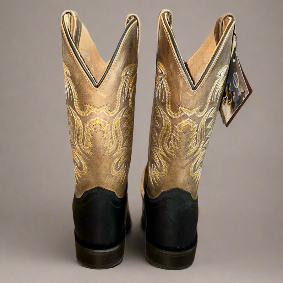 Jama Old West Brown/Black Canyon Cowboy Boots-Square Toe Boots