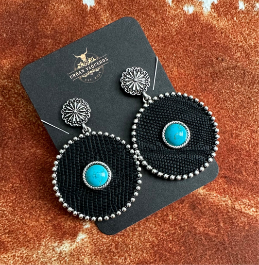 Black Turquoise Drop Earrings