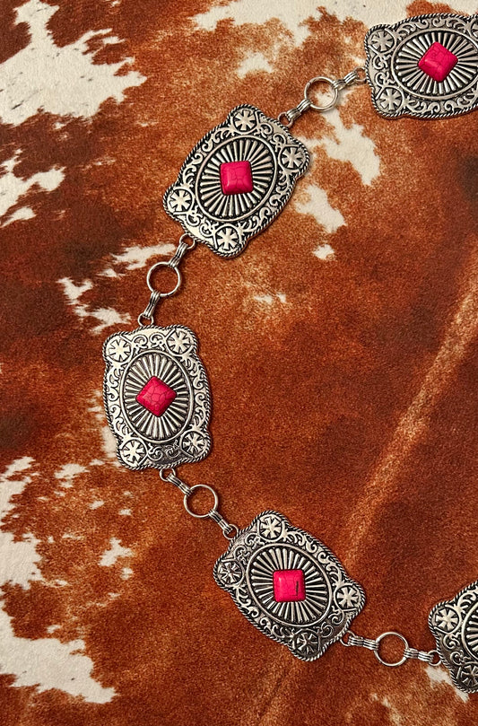 Women’s Rustic Couture's Concho Chain Belt-Pink