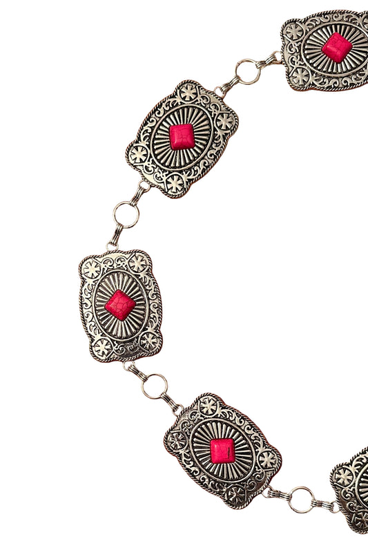 Women’s Rustic Couture's Concho Chain Belt-Pink