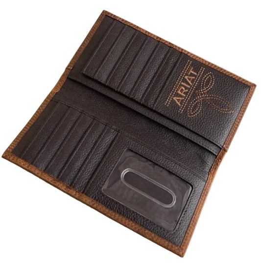 Ariat Bown and White Calf Hair Inlay Rodeo Wallet