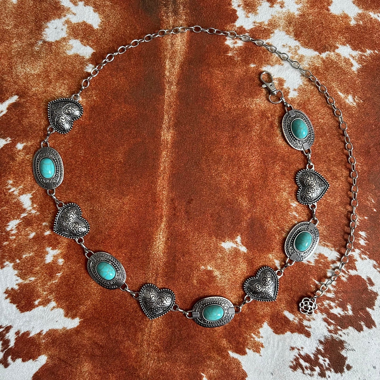 Vintage Turquoise Heart Waist Chain Belt