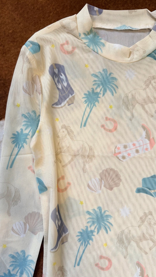 Girl’s Coastal Cowgirl Sheer Mesh Top