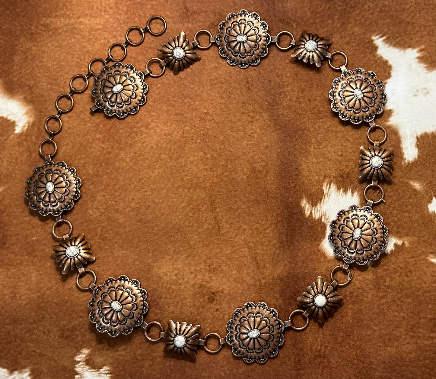 Women’s Western Round and Square Concho Link Belt by Pink Panache