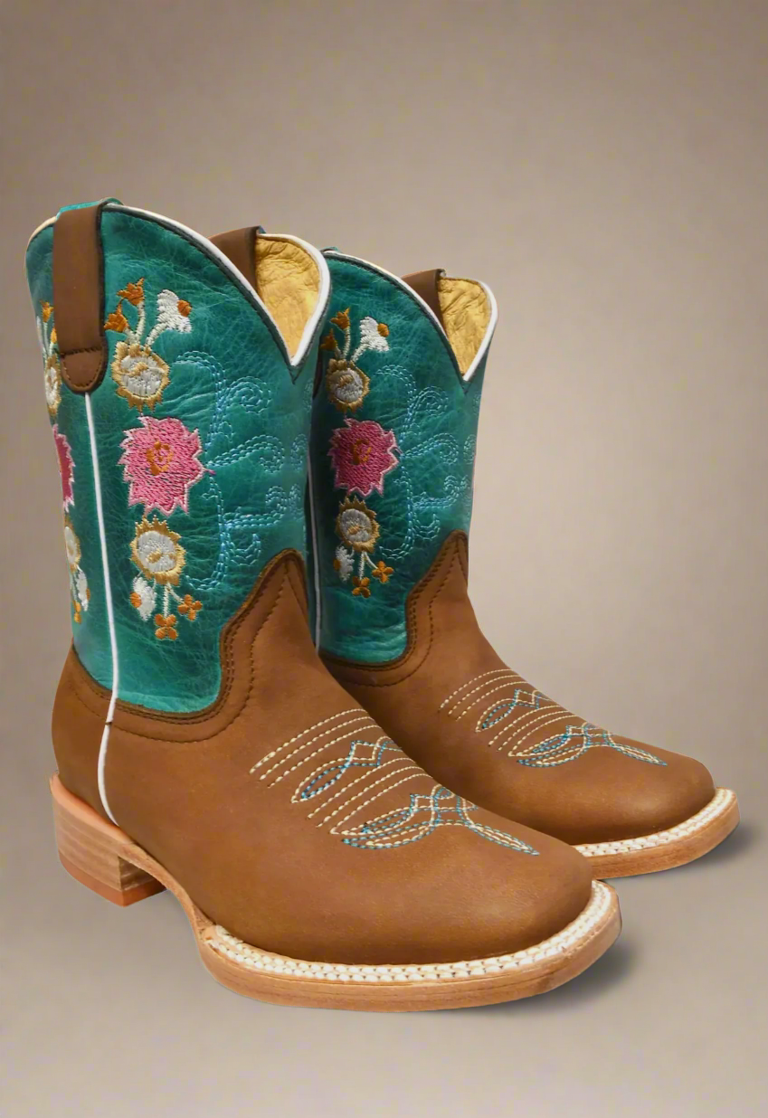 REDHAWK BOOT CO. Little Kids Turquoise-Square Toe Boots