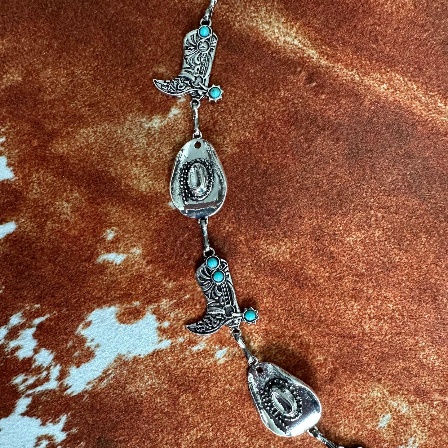 Boho Western Cowboy Boots Hat Pendant Waist Chain Belt